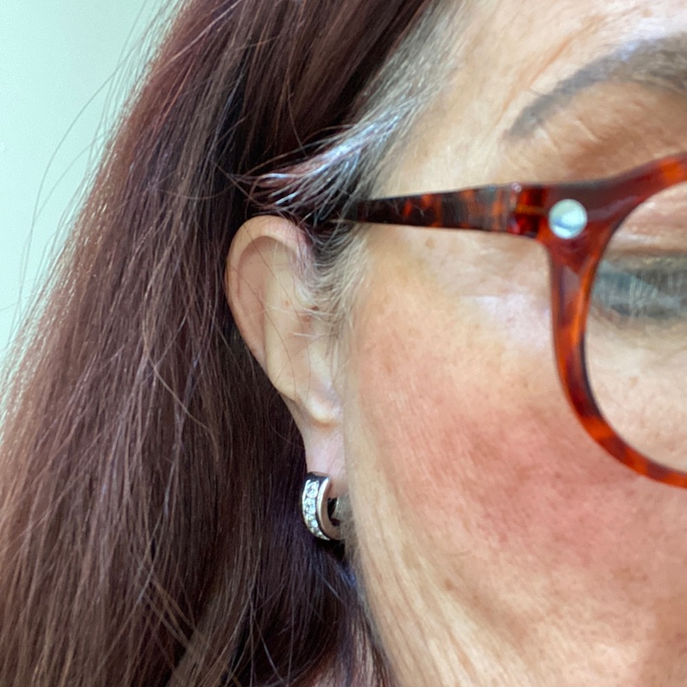 Sterling Silver 925 Huggie Earrings with cz’s